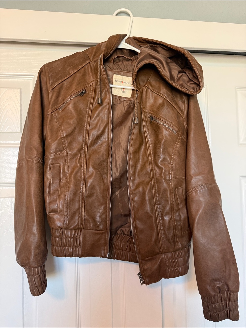 Sound & Matter Brown Hooded Bomber Jacket